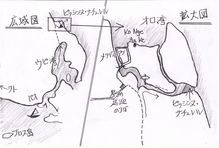 ピッシンヌ･ナチュレル周辺の手書き地図