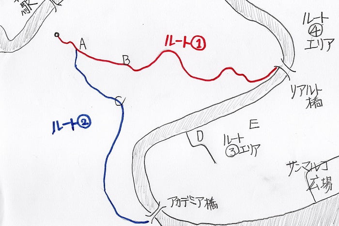 ベネチアのおすすめ散策ルート手書きマップ